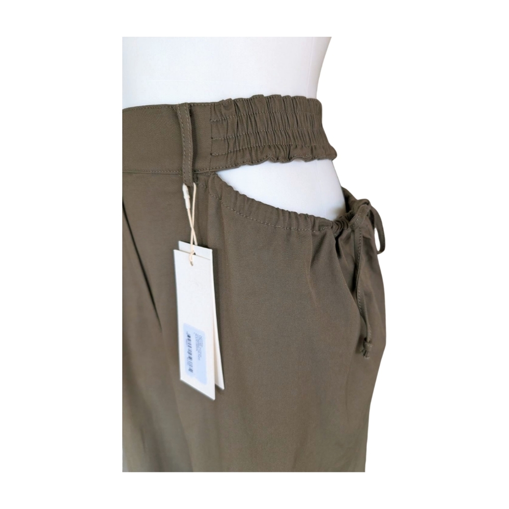 NWT Dion‎ Lee Cotton Viscose Gathered Tie Pant Slate Green Size 8 - Picture 7 of 14